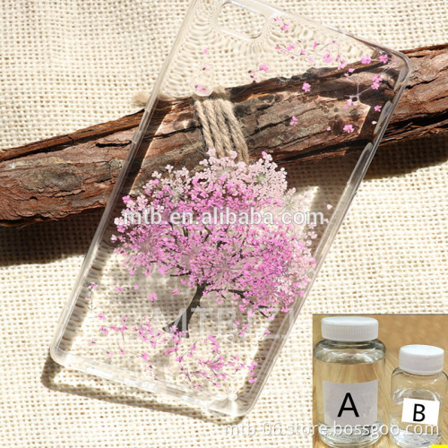 Crystal Hard Epoxy Resin and Hardener AB Glue for Doming on Phone Case with Dried Flowers